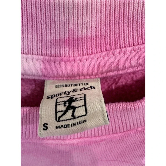 Sporty & Rich Pink Tie Dye Crew Sweatshirt Pink Atheltic Club Small Fits M/L - Picture 4 of 6